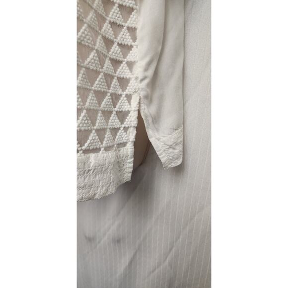 Stylus Round Neck Off White Short Sleeve Blouse Size XL - Picture 5 of 8